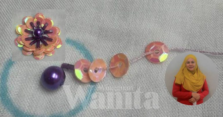 Tutorial Jahitan Bunga Manik Sequin Simple, Caranya Ada Pada Setiap Gambar!