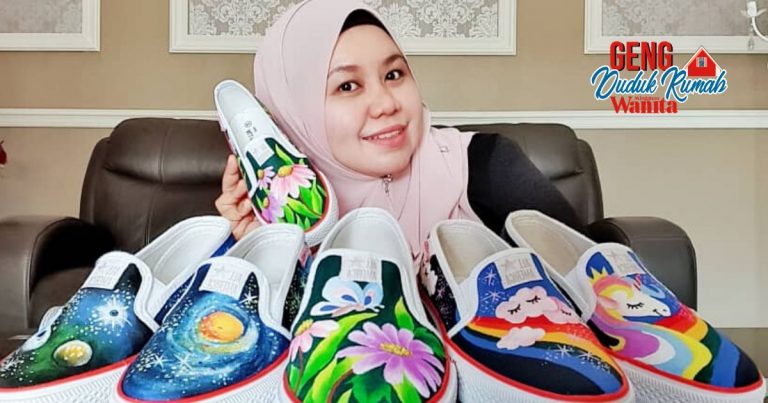 Hanya Lukis Corak, Cat Warna Akrilik, Kasut Putih TERUS Nampak Mahal