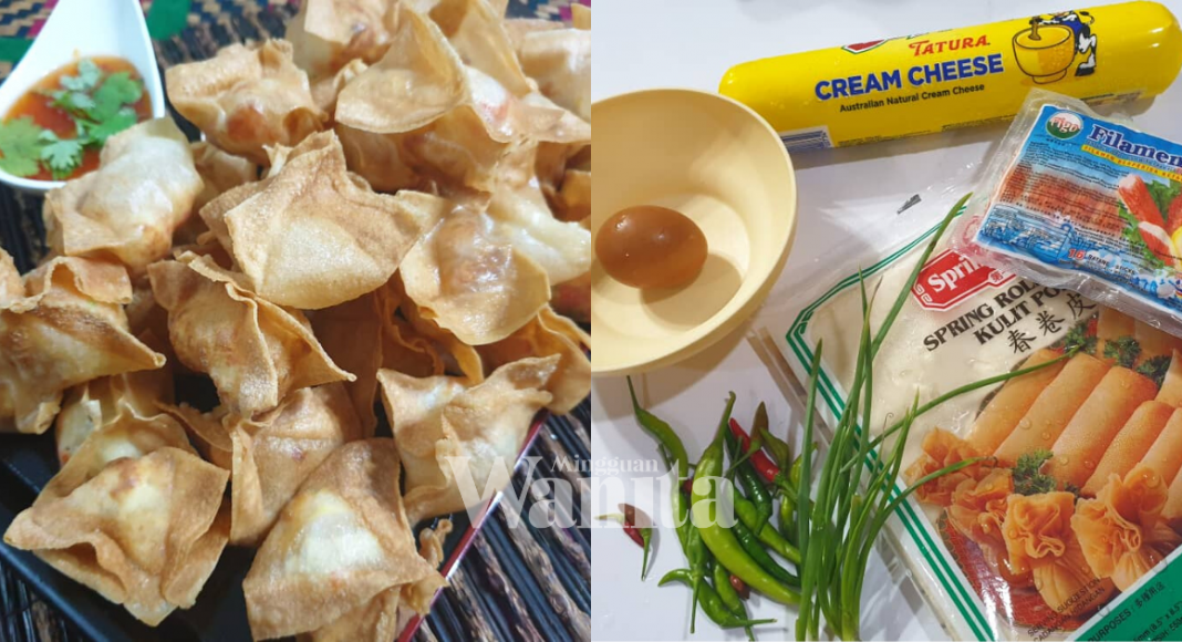 Resipi Crab Rangoon, Guna Kulit Popia Aje Ganti Kulit Wantan. Sedap Pun