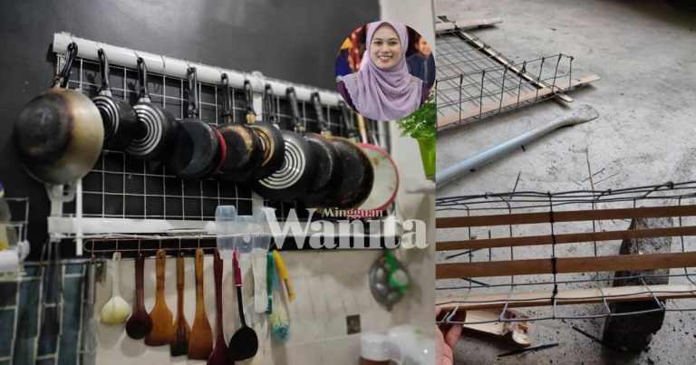 DIY Tempat Gantung Alat Dapur TANPA MODAL. Berguna Sangat Untuk Mak-Mak