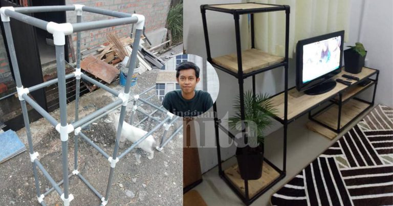 DIY Meja TV Guna PVC,Cat Hitam Terus Nampak Lawa Macam Besi!