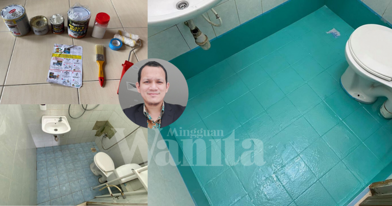 ‘Make Up’ Tandas Guna Epoxy Paint,Kurangkan Licin,Tutup Lubang Mozek & Cantik!
