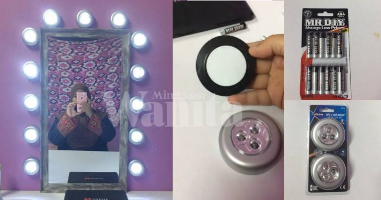 DIY Vanity Mirror Mudah & Jimat, Tak Perlu Sambungan Wiring Tak Pakai Elektrik Pun!