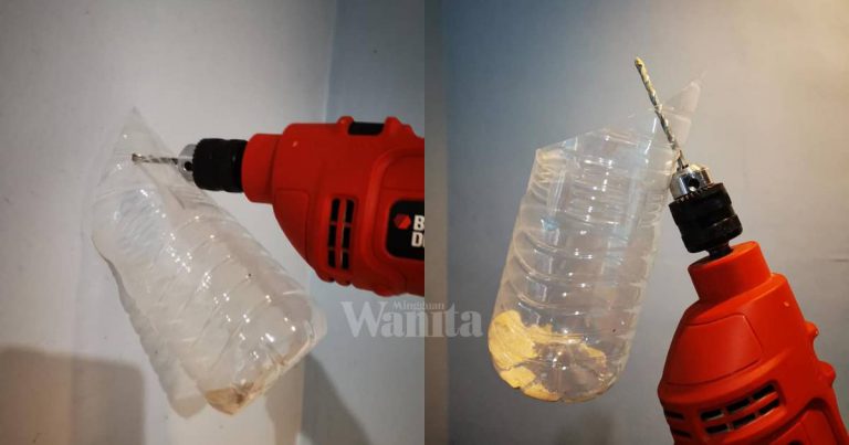 Guna BOTOL KOSONG, Kumpul Habuk Berterabur Semasa Tebuk Lubang Dinding!