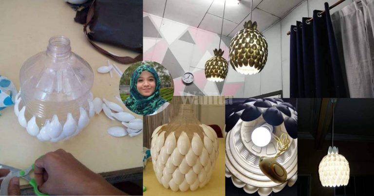 Chandelier Kos Murah, DIY Lampu Gantung Guna Sudu Plastik & Botol Minyak Masak!
