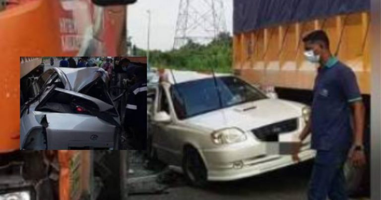 Pantang Maut Sebelum Ajal, Seorang Wanita Terselamat Walaupun Kereta Tersepit Antara Treler