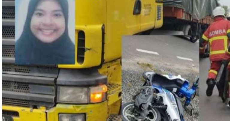 Motosikal Hilang Kawalan Selepas Bergesel Treler, Pelajar Kolej Meninggal Di Tempat Kejadian