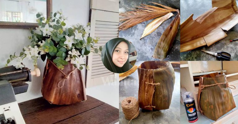 Daripada Terbuang, Buat ‘Pasu Hiasan’ Upih Pinang Terus Nampak Cantik, Klasik!
