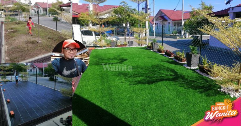 Pasang Sendiri Rumput Tiruan Untuk ‘Photoshoot Raya’, Berseri Laman Memang Puas Hati!