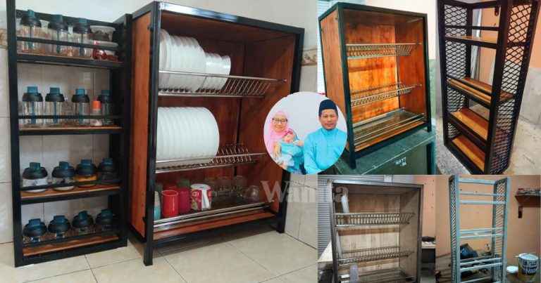 Suami DIY Rak Rempah & Rak Pinggan, Isteri Senyum Sampai Telinga
