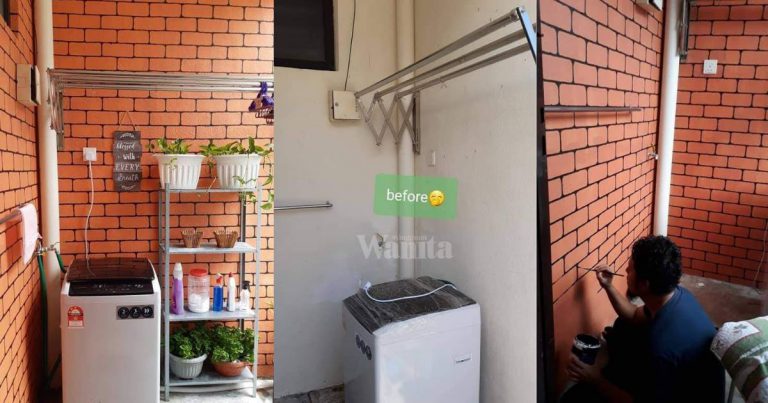 Projek ‘Laundry Corner’ Rumah, Kedai Banyak Tutup LUKIS Sendiri Batu Bata Dinding!