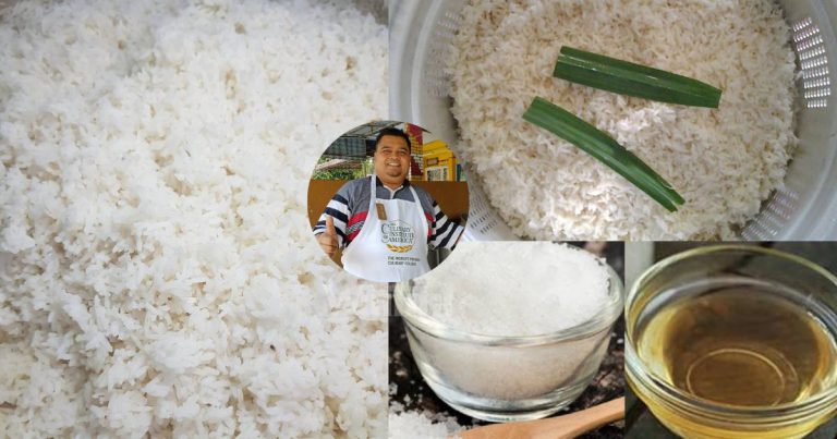Masak NASI Putih Lebih Sedap, Wangi, Elok Cantik Berderai, Letak 3 Bahan Ni