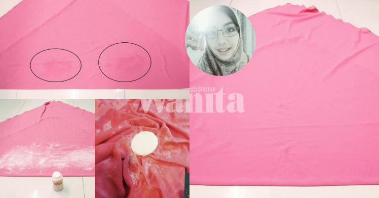 Cara Mudah Hilangkan Bekas Minyak Muka Pada TUDUNG, Sapu Bedak Sebelum Basuh