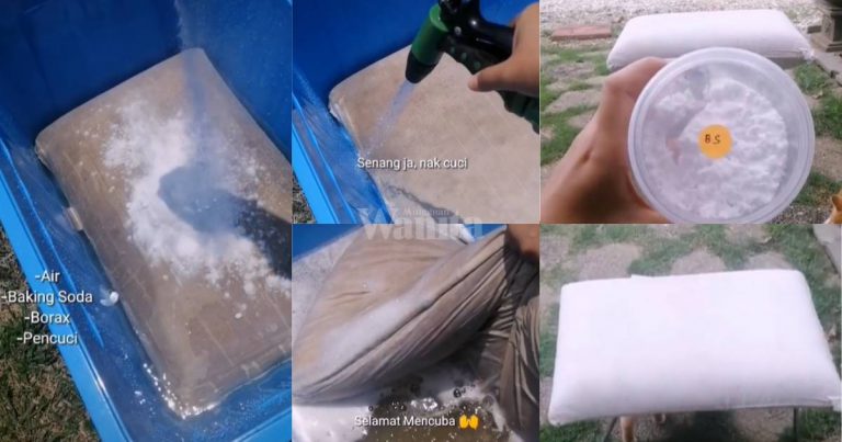 CARA Hilangkan Tompokan ‘Peta’ & Bau Busuk, BANTAL Bersih Macam Baru!