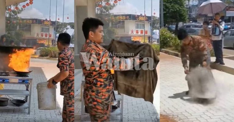 Abang Bomba Ajar Padam Dapur Terbakar BUKAN Siram Air, Gunalah Tuala Basah, Elak Merebak!