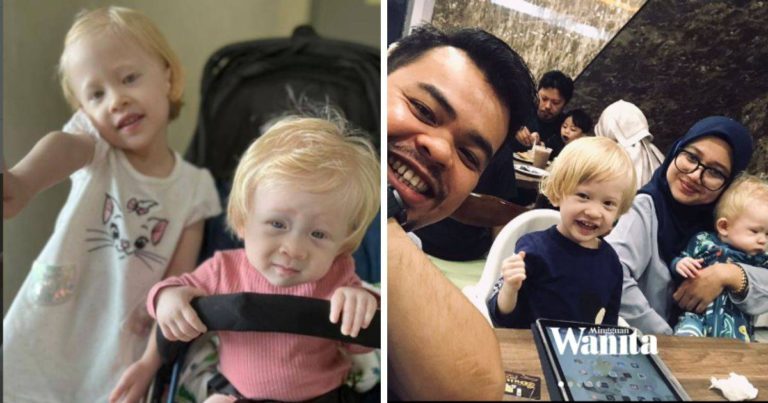 Bukan Satu Tapi Dua, Ramai Sangka “Mat Saleh”. Ibu Bahagia Anak Dilahirkan Albino Membesar Sihat