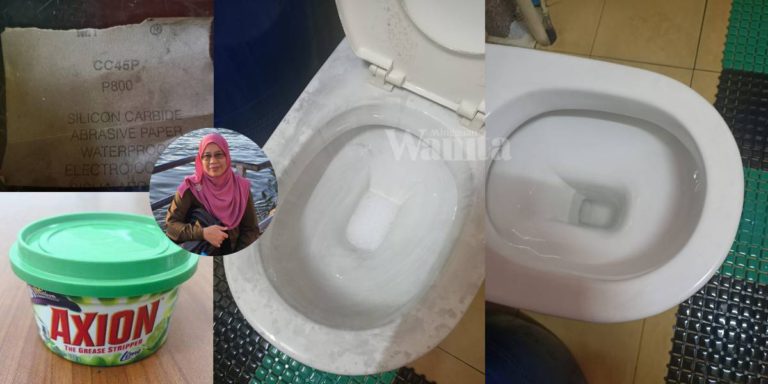Gosok Kertas Pasir Dengan Axion, Mangkuk Tandas Bercapuk Bersih Berkilat Macam Baru!