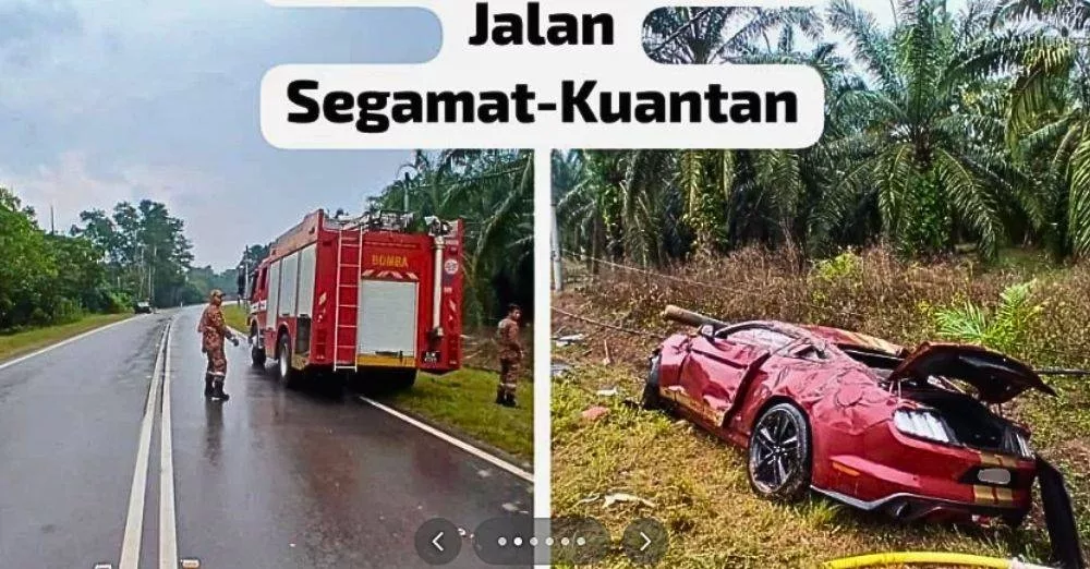 Empat Beradik Jadi Yatim Piatu Sekelip Mata, Suami Isteri Maut Ford Mustang Terbabas Di Jalan Segamat-Kuantan
