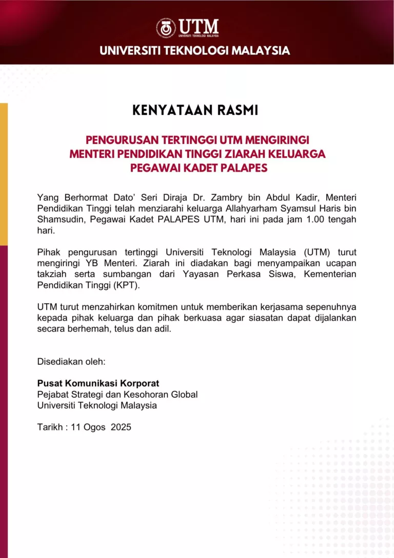 Pemergian Syamsul Haris: UTM Janji Kerjasama Penuh, Keluarga Tuntut Keadilan