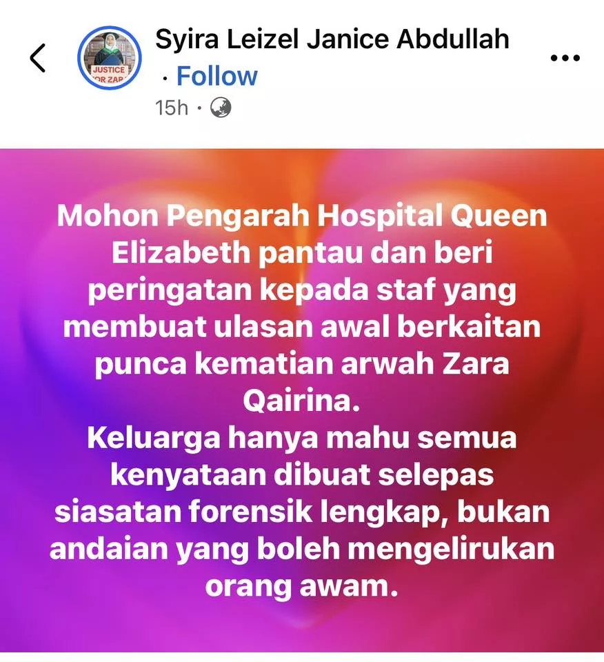 “Zara Qairina Memang Terjun Sendiri,” Doktor Buat Kenyataan Melulu, Keluarga Bakal Saman