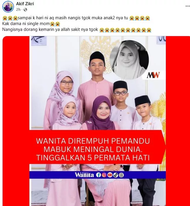 Maut Dilanggar Pemandu Mabuk, Keluarga Penuhi Hasrat Arwah Darna Derma Kornea Mata, Izin Pihak Hospital Buat Pembedahan