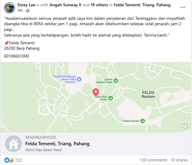 Hantaran Terakhir Jururawat Macam Petanda Nak 'Pergi,' Terpisah 30 Meter Dengan Suami Ketika Konvoi RXZ 10 Hantaran Terakhir Jururawat Macam Petanda Nak ‘Pergi,’ Terpisah 30 Meter Dengan Suami Ketika Konvoi RXZ
