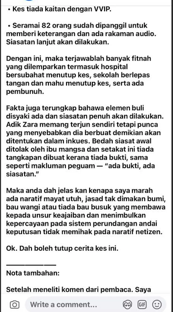 “Zara Qairina Memang Terjun Sendiri,” Doktor Buat Kenyataan Melulu, Keluarga Bakal Saman