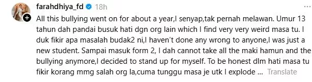 Faradhiya Kongsi Pernah Dibuli Zaman Sekolah “Nama Diconteng Di Dinding Tandas, Makmal Serta Dapat Surat Ugutan”