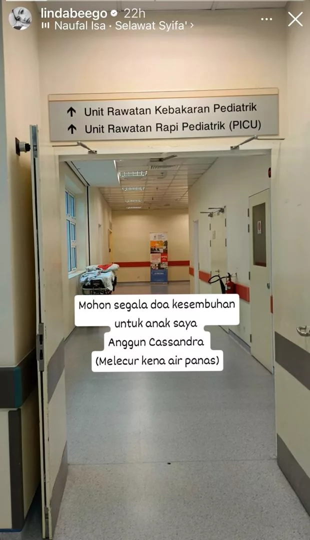 Melecur Terkena Air Panas, Anak Kedua Linda Hashim Masuk Hospital – “Doakan Kesembuhan Untuk Anggun Cassandra”