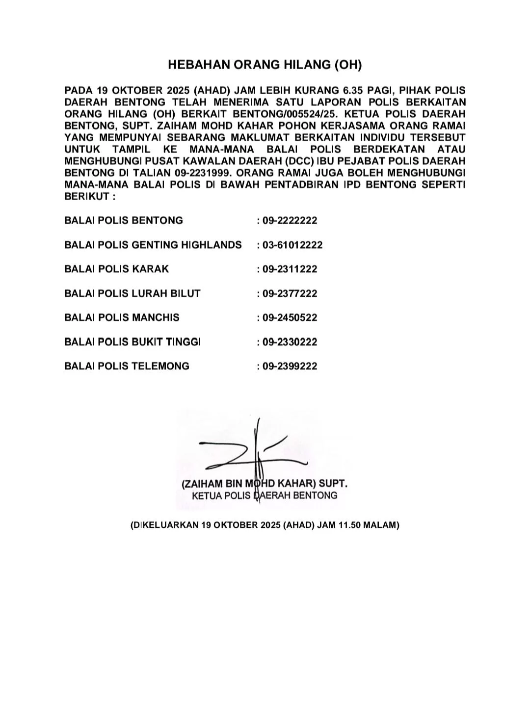 Remaja Hilang Di Bentong: Putri Ariyana Naiki E-Hailing Sebelum Lesap