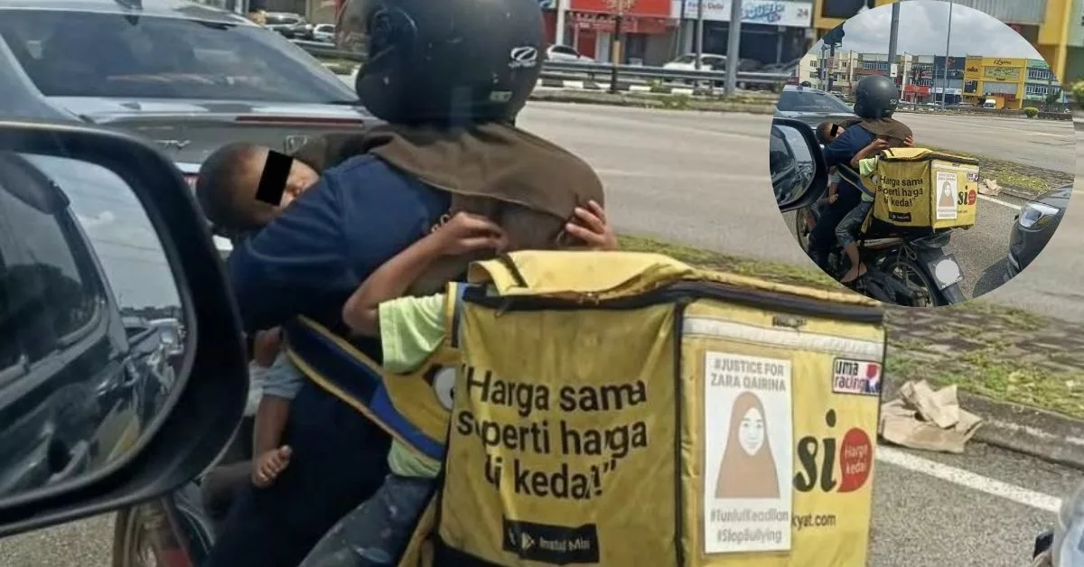 Demi Rezeki RM30, Ibu Muda Sanggup Naik Motosikal Lima Jam Bersama Tiga Anak
