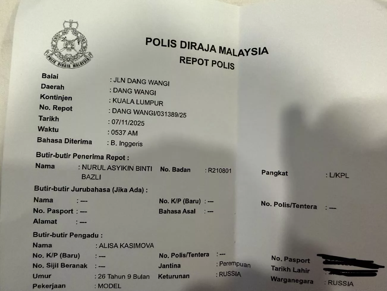 Model Rusia Buat Laporan Polis Selepas Jadi Mangsa Komen Lucah, Dimalukan Ketika Makan Berseorangan Di Restoran