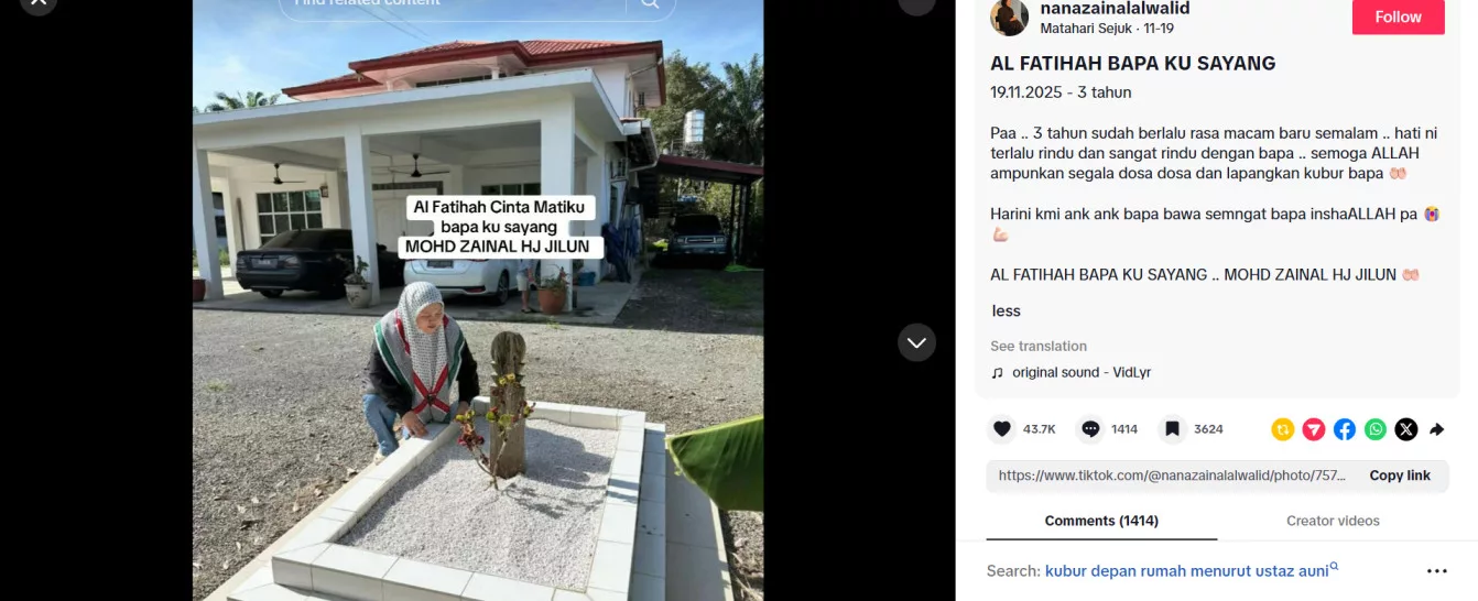 Keluar Rumah Terus Nampak Kubur, Keluarga Hormat Wasiat Bapa