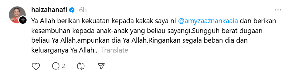 Selepas Si Sulung Hidap Kanser Paru-paru, Amyza Aznan Diuji Anak Kedua Disahkan Kanser Tulang