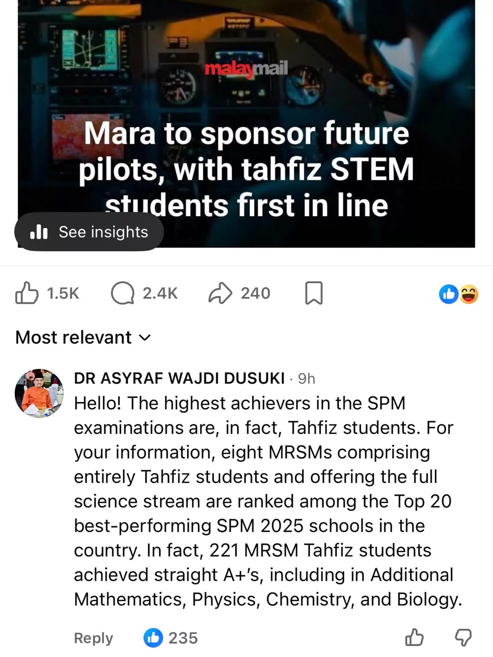 Dr Asyraf Wajdi Tegas Pelajar Tahfiz Mampu Jadi Juruterbang, 221 Huffaz MRSM Straight A 5 Dr Asyraf Wajdi Tegas Pelajar Tahfiz Mampu Jadi Juruterbang, 221 Huffaz MRSM Straight A