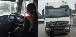 pemandu lori kontena wanita