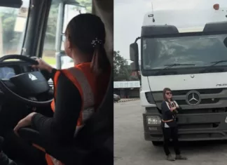 pemandu lori kontena wanita
