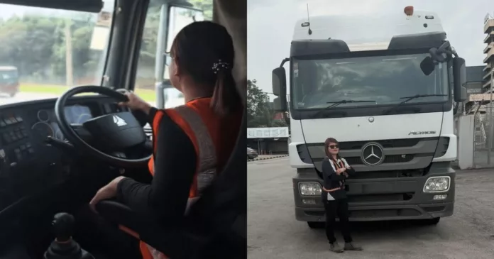 pemandu lori kontena wanita