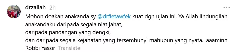 “Mohon Doakan Anakanda Saya Kuat Dengan Ujian Ini…” Ibu Dr Fie