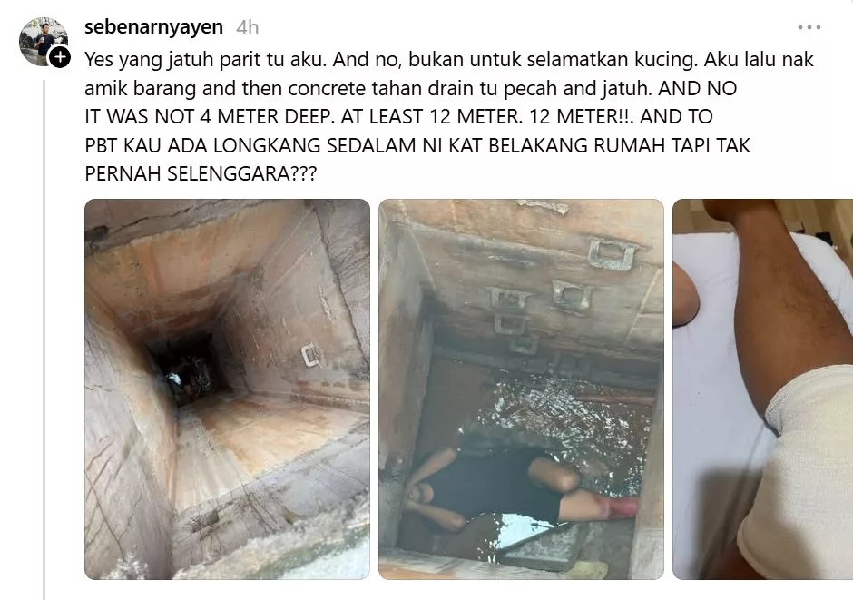 30 Minit Dalam Longkang, Niatnya Nak Selamatkan Kucing Tapi Jadi Tragedi