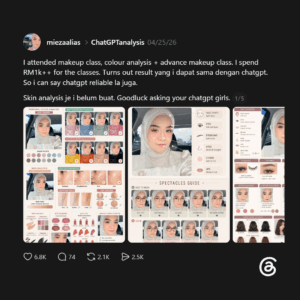 Wanita Dakwa ChatGPT Setanding Kelas Colour Analysis RM1,000, Perkongsian Raih Perhatian Netizen 5 Wanita Dakwa ChatGPT Setanding Kelas Colour Analysis RM1,000, Perkongsian Raih Perhatian Netizen