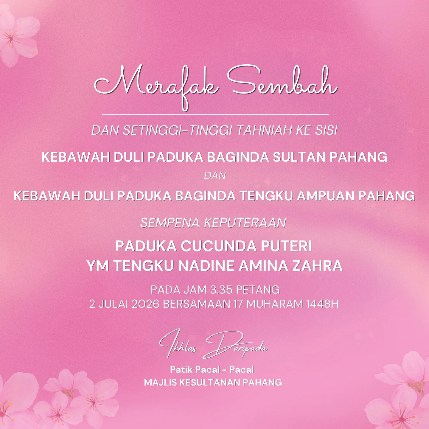 Tengku Nadine Amina Zahra Jadi Perhatian, Ini Maksud Nama Cucunda Baharu Sultan Pahang 4 Tengku Nadine Amina Zahra Jadi Perhatian, Ini Maksud Nama Cucunda Baharu Sultan Pahang