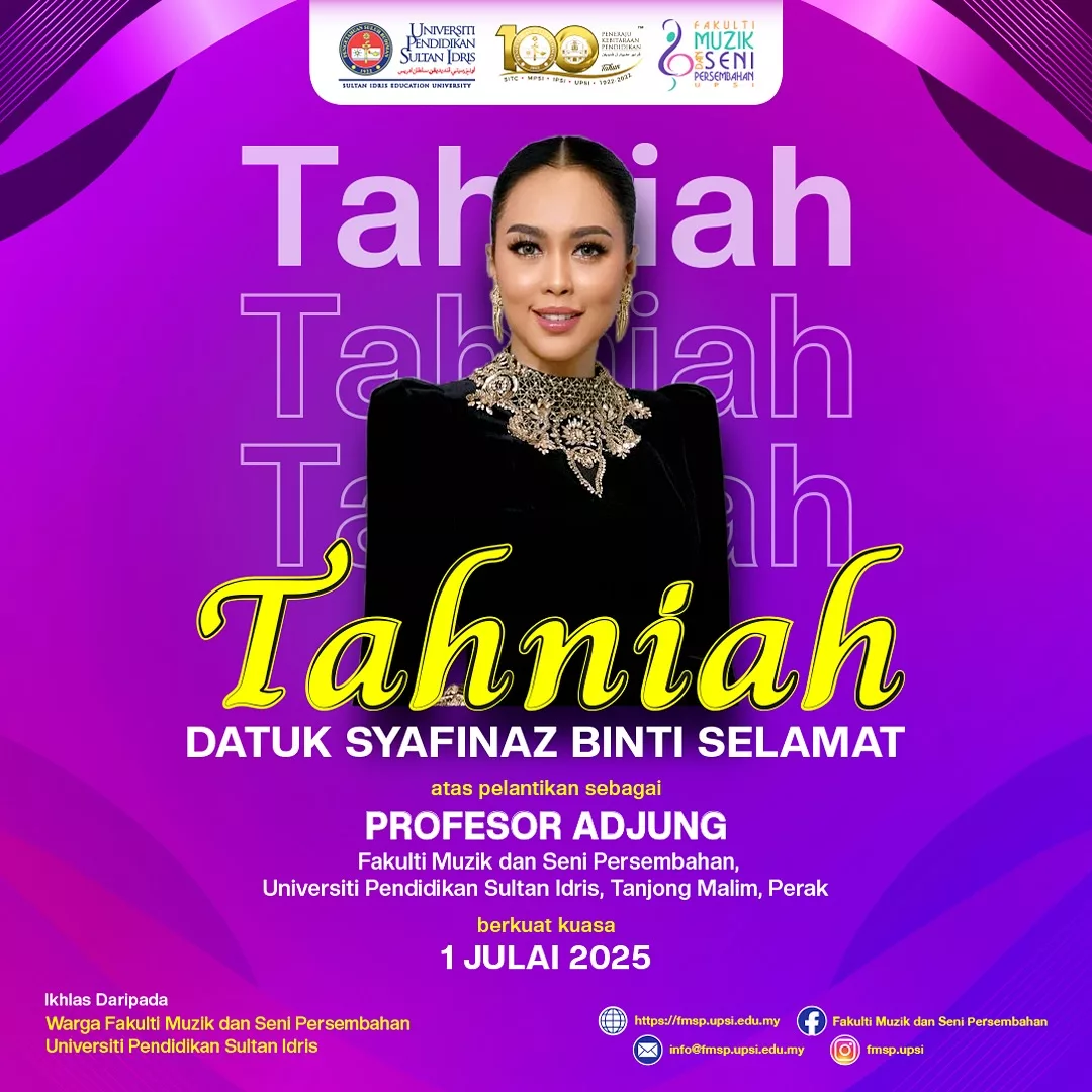 Bukan Sahaja Jelita, Datuk Syafinaz Selamat Dilantik Profesor Adjung Tersohor UPSI 7 Bukan Sahaja Jelita, Datuk Syafinaz Selamat Dilantik Profesor Adjung Tersohor UPSI