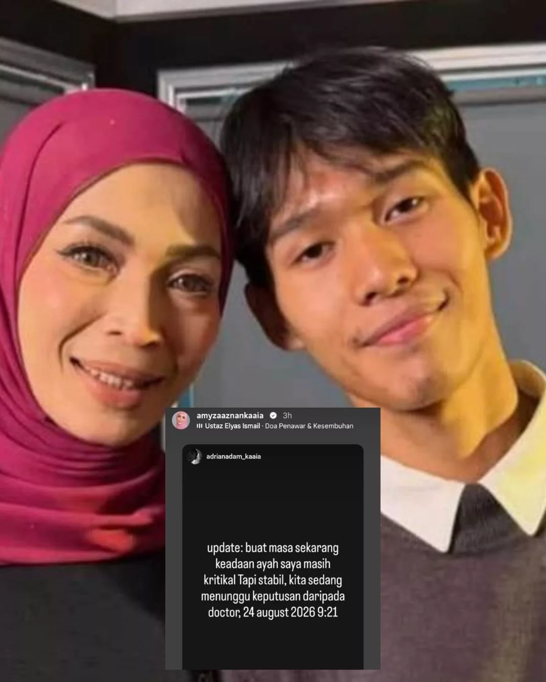 Anak Amyza Aznan Berkongsi Situasi Terkini Kesihatan Bapa, "Ayah Masih Kritikal Tapi Stabil..." 8 Anak Amyza Aznan