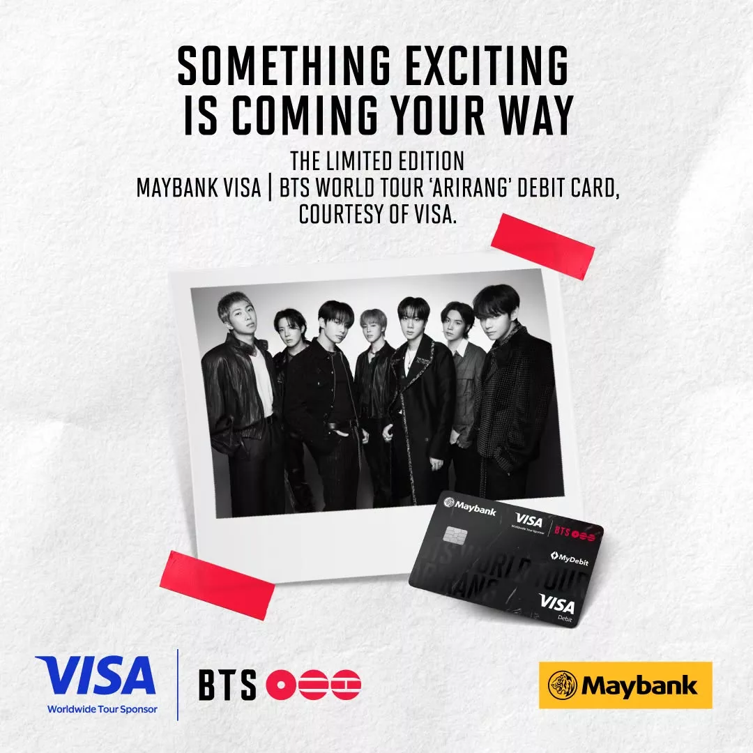 Maybank Lancar Kad Debit Visa Edisi Terhad BTS ‘Arirang’, Peminat Boleh Dapatkan Di 12 Cawangan Terpilih