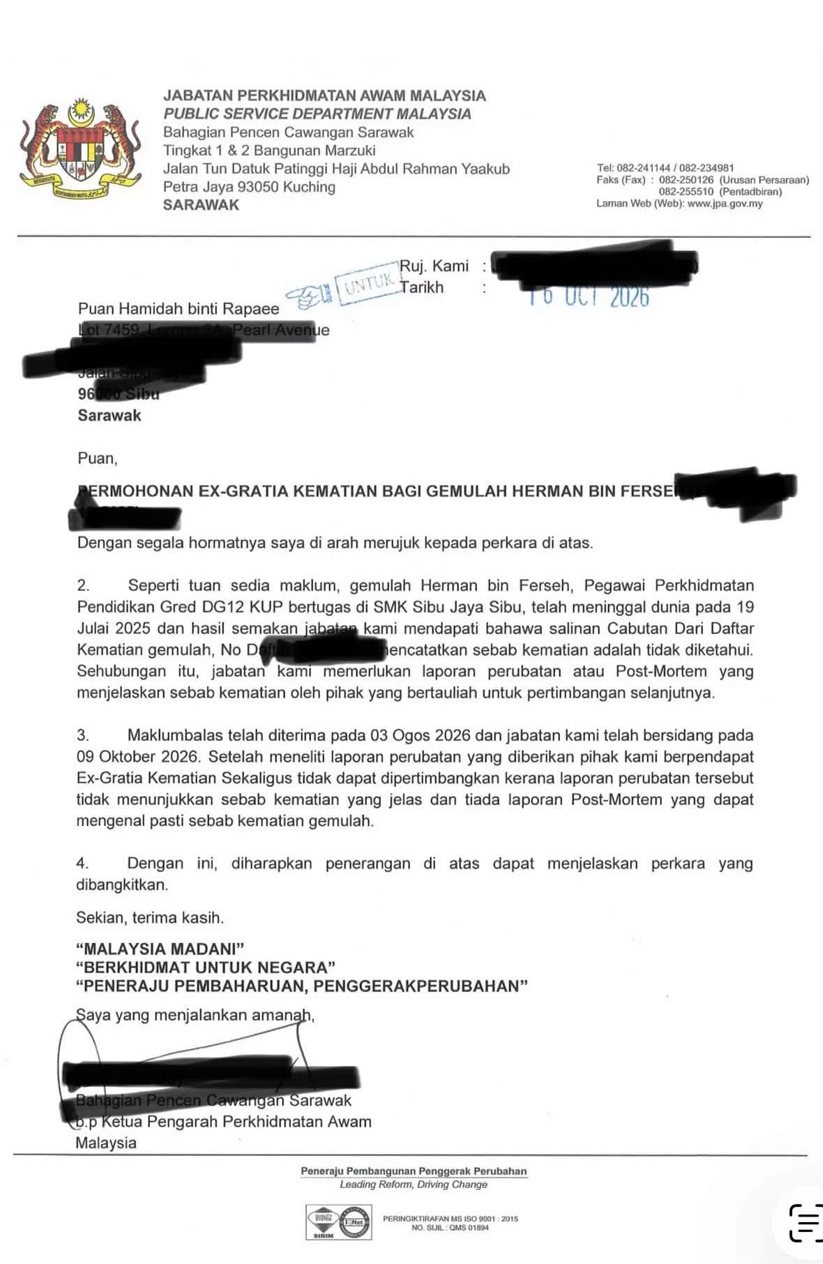 Suami Meninggal Mengejut & Ex-Gratia Kematian Ditolak JPA, Balu Terkilan Tidak Dimaklumkan Pentingnya Bedah Siasat 3 meninggal mengejut