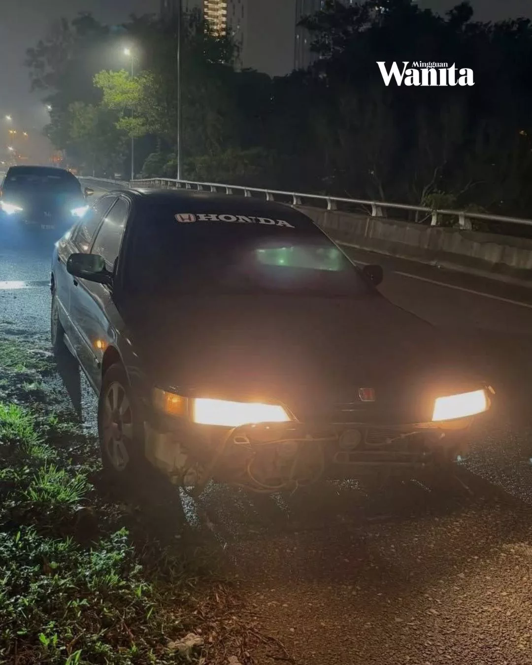 Wany Hasrita Kemalangan Dalam Perjalanan, Bonet Kereta Sampai Terangkat